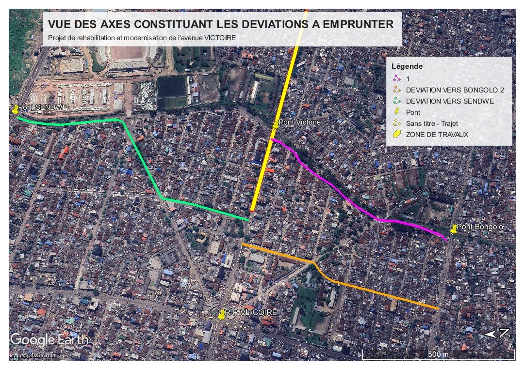 Kinshasa : Fermeture partielle de l’avenue Victoire pour travaux de réhabilitation du pont Kalamu