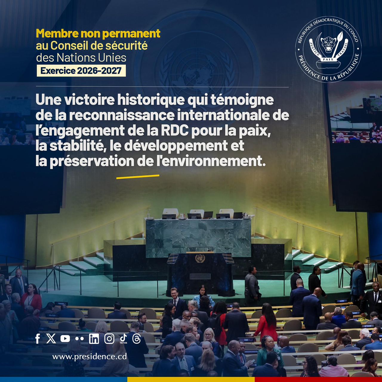 Fierté Nationale : La RDC réintègre le Conseil de Sécurité grâce à un leadership visionnaire de Félix Tshisekedi
