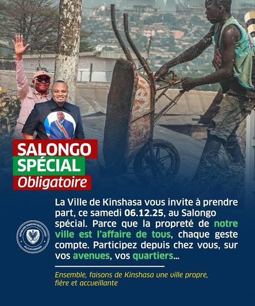 Kinshasa : La Ville lance un Salongo spécial obligatoire pour une capitale plus propre